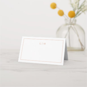 Simple Rose Pink Monogram Elegant Wedding Place Card