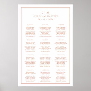 Simple Rose Pink Monogram Wedding Seating Chart