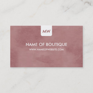 Simple Rosy Brown Boutique Monogram Social Media Business Card
