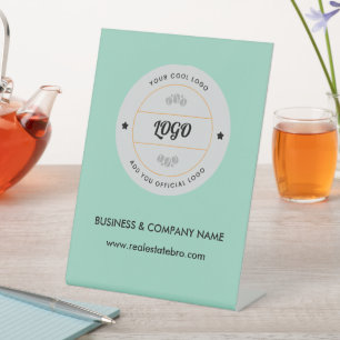 Simple Round Business Logo & Text Company Custom Pedestal Sign