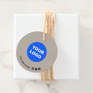 Simple Round Kraft Add Your Logo Social Media Favour Tags