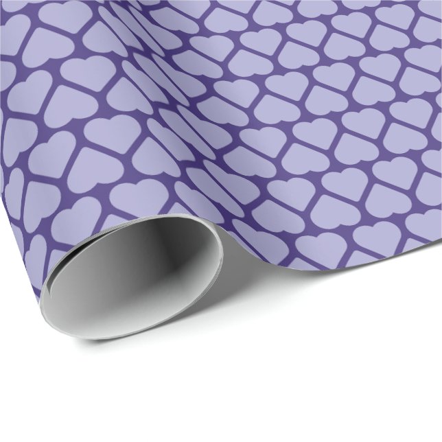 Simple Rows of Small Lavender Hearts on Purple Wrapping Paper (Roll Corner)