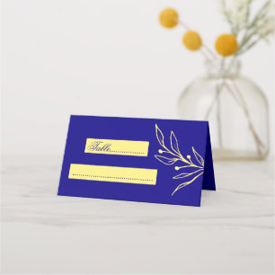Simple royal blue botanical wedding place card