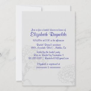 Simple Royal Blue Bridal Shower Invitations