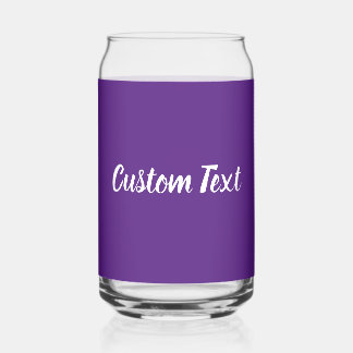 Simple Royal Purple and White Script Text Template Can Glass
