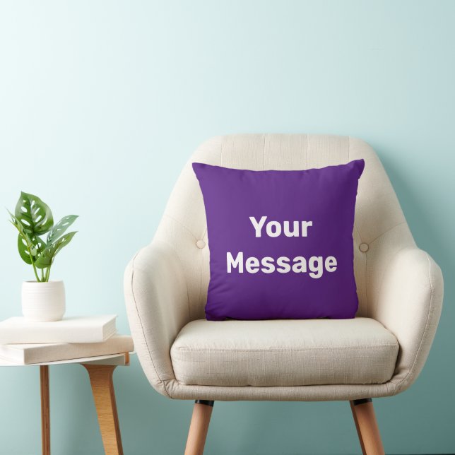 Simple Royal Purple and White Text Your Message Cushion (Chair)