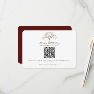 Simple RSVP Burgundy Red French Toile Doves Art Card