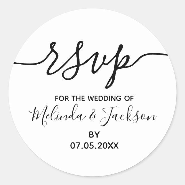 Simple RSVP Classic Round Sticker (Front)