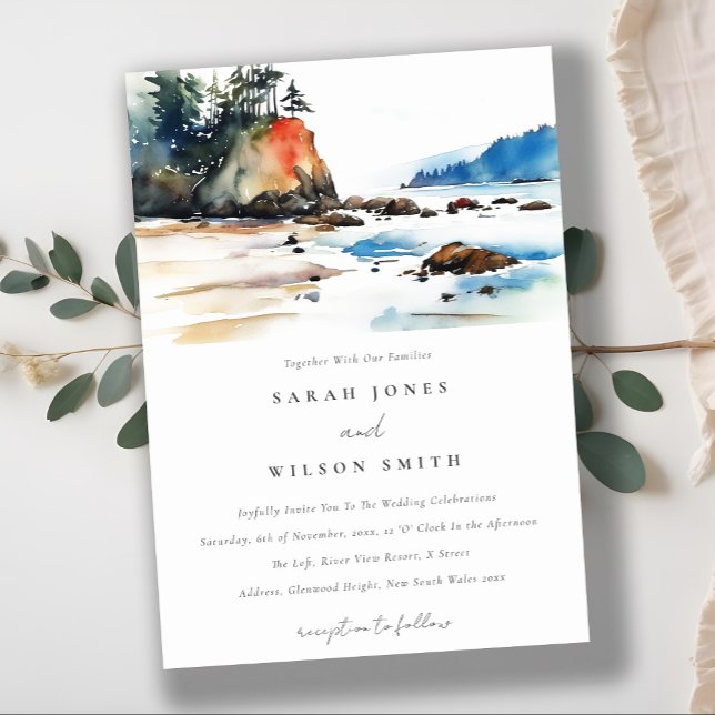 Simple Ruby Beach Olympic National Park Wedding Invitation (Creator Uploaded)