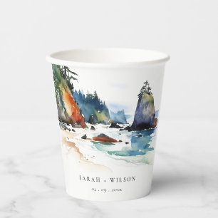 Simple Ruby Beach Olympic National Park Wedding Paper Cups