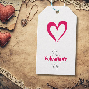 Simple Ruby Heart Happy Valentine's Day Gift Tags