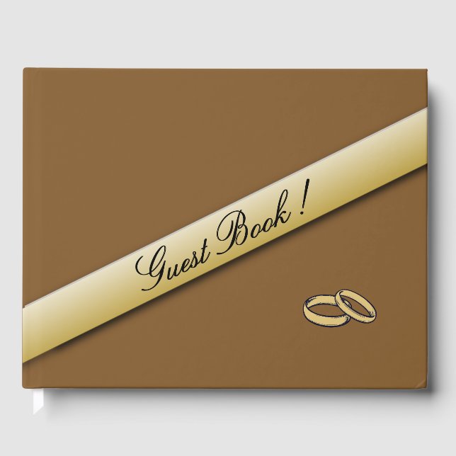 Simple Russet and Gold Wedding Guest Book (Front)