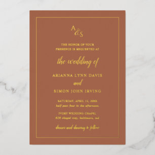 Simple Rust Monogram Formal Elegant Wedding