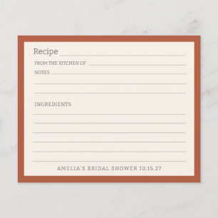 Simple Rust Orange Border Personalised Recipe Card