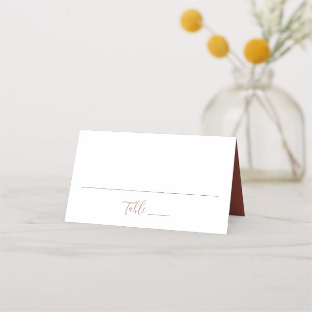Simple Rust Script Wedding Place Card (Front)