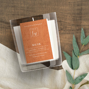 Simple Rust Terracotta Linen Logo Border Candle Food Label