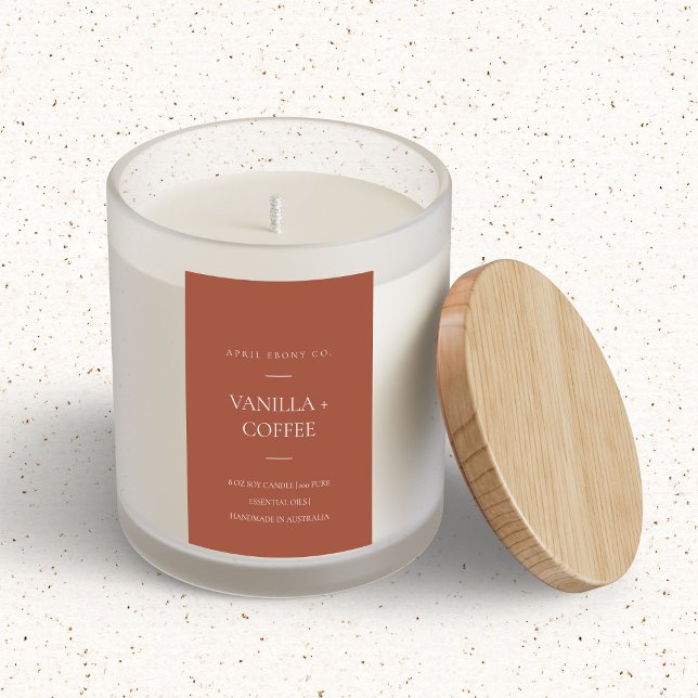 SIMPLE RUST TERRACOTTA RED MINIMAL MODERN CANDLE FOOD LABEL (Creator Uploaded)