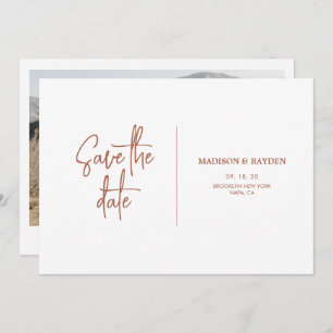 Simple Rust Terracotta Wedding Photo  Invitation