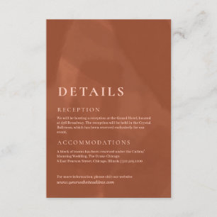 Simple rust wedding colour enclosure card