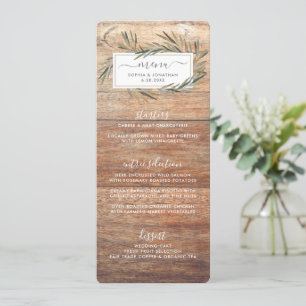 Simple Rustic Barnwood Botanical Herb Wedding Menu