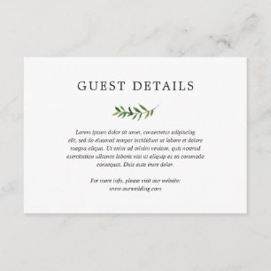 Simple Rustic Boho Greenery Details Wedding Enclosure Card
