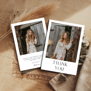 Simple Rustic Boho Wedding Bridal Shower Photo Thank You Card