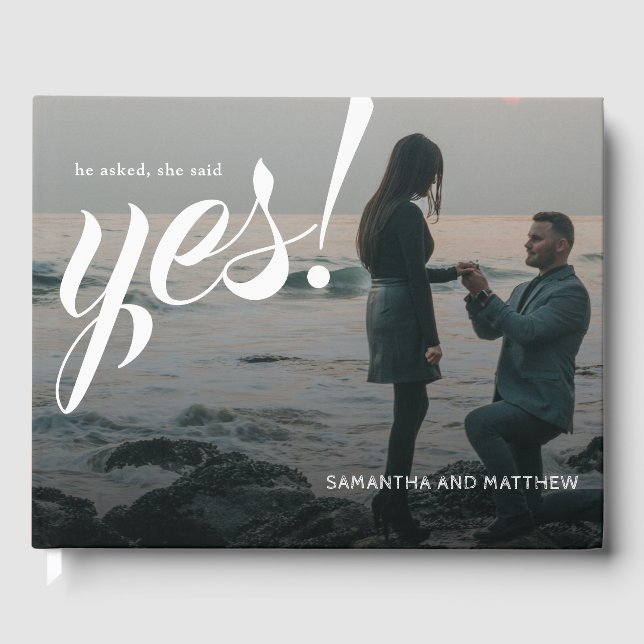 Simple Rustic Chic She Said Yes Engagement Party  Guest Book (Front)