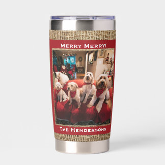 Simple Rustic Custom Photo Name Holiday Insulated Tumbler