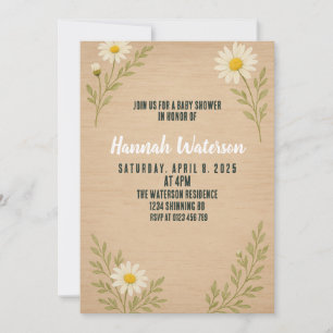 Simple Rustic Daisy Baby Shower Invitation