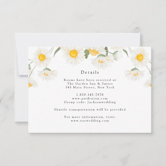 Simple Rustic Daisy Flowers Details Card (Front)