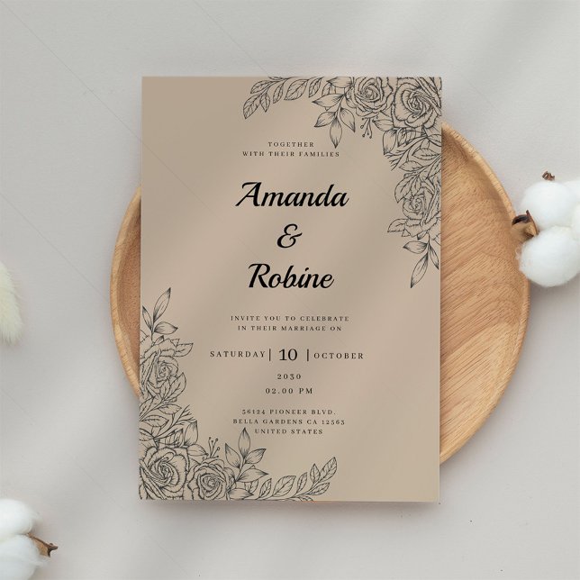 Simple Rustic Elegant Modern Wedding Invitation (Creator Uploaded)