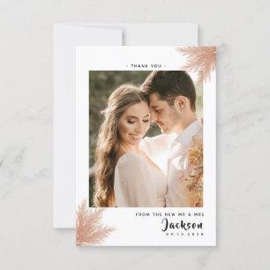 Simple Rustic Elegant with photo Wedding Thank You Card