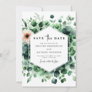 Simple Rustic Eucalyptus Digital Wedding Save The Date