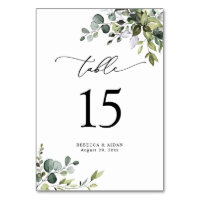 Simple Rustic Eucalyptus Greenery Table Number