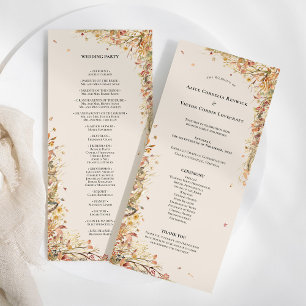 Simple Rustic Fall Beige Wedding Flat Programme