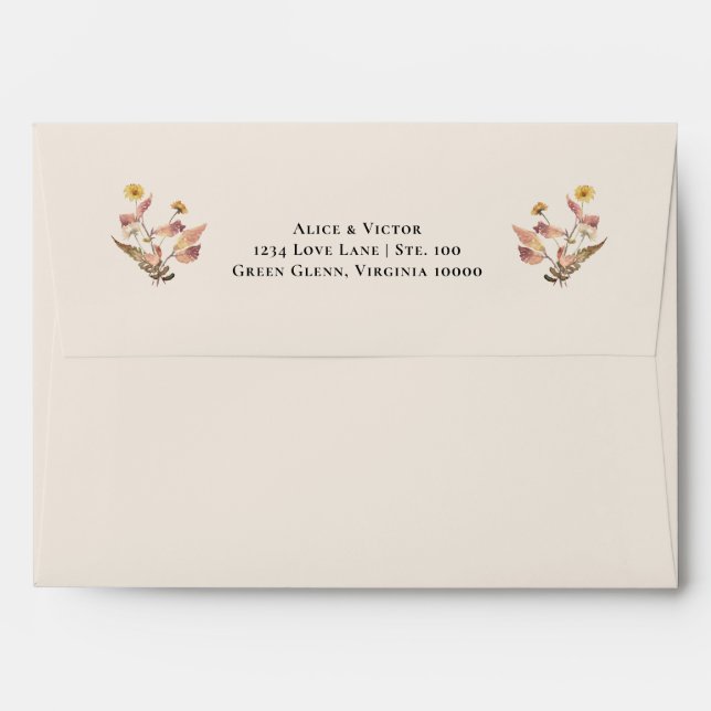 Simple Rustic Fall Beige Wedding Mailing Envelope (Back (Top Flap))