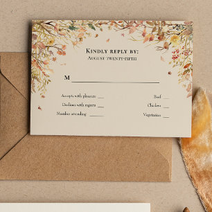 Simple Rustic Fall Beige Wedding Monogram RSVP