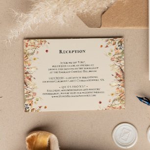 Simple Rustic Fall Beige Wedding Reception Enclosure Card