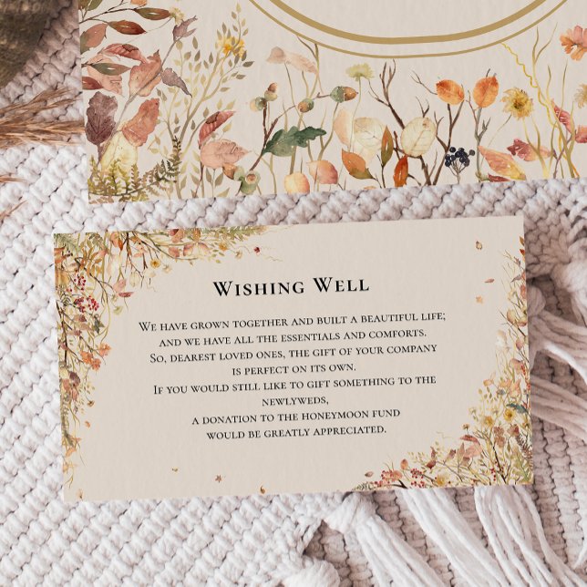 Simple Rustic Fall Beige Wedding Wishing Well Enclosure Card (Creator Uploaded)