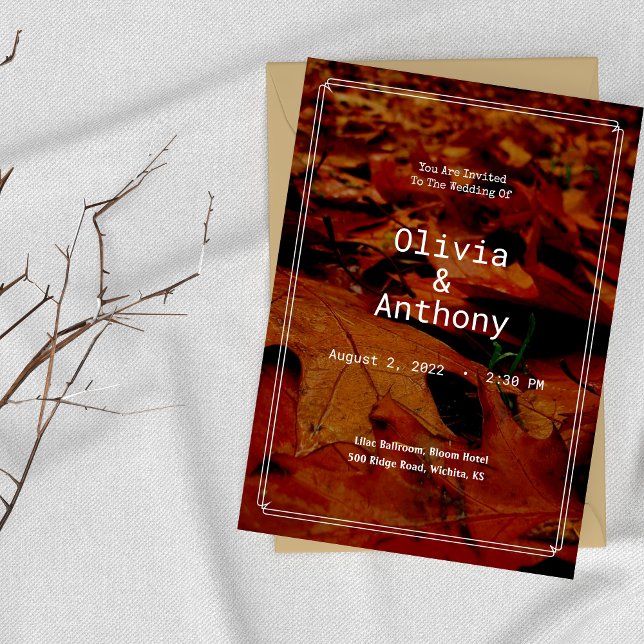 Simple Rustic Fall Leaves Wedding Invitation (Creator Uploaded)