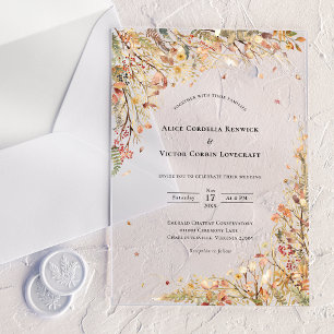 Simple Rustic Fall Wedding Acrylic Invitations