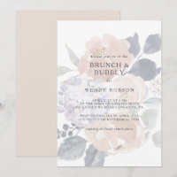Simple Rustic Floral Brunch and Bubbly Shower Invi