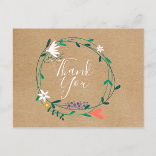 Simple Rustic Floral Garland Business Thank You Postcard