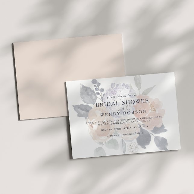 Simple Rustic Floral Horizontal Bridal Shower Invi Invitation (Creator Uploaded)