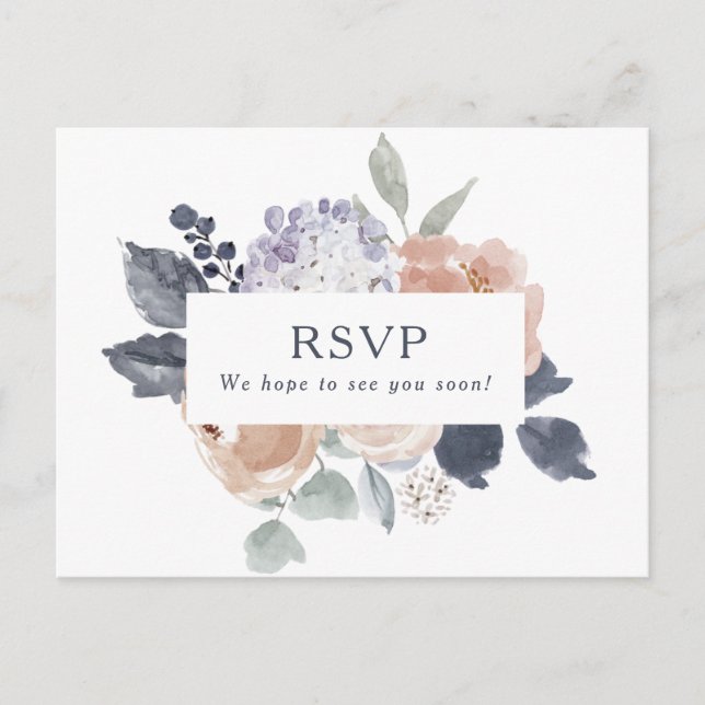 Simple Rustic Floral Menu Choice RSVP Card (Front)