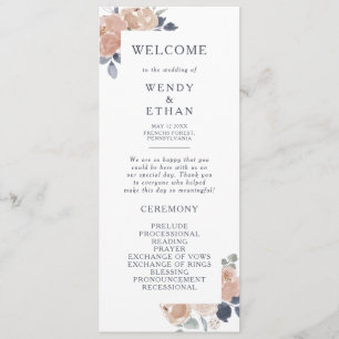 Simple Rustic Floral Wedding Program Programme