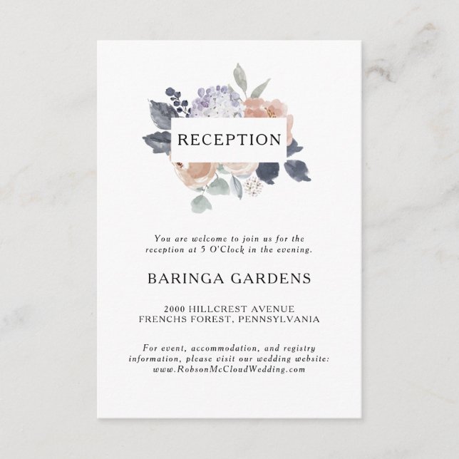 Simple Rustic Floral Wedding Reception Card (Front)