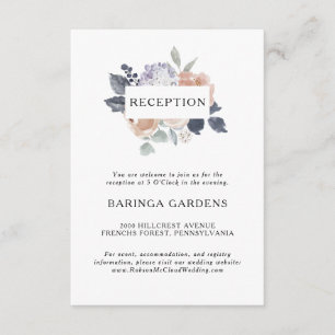 Simple Rustic Floral Wedding Reception Card