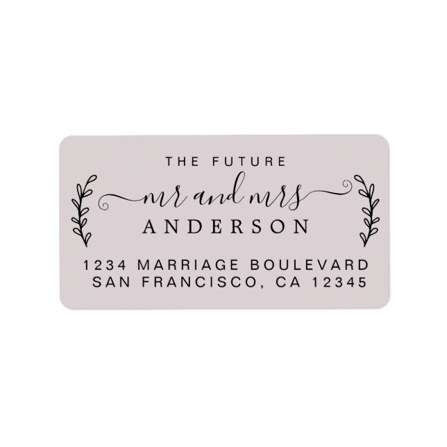 Simple Rustic Future Mr Mrs Wedding Return Address Label (Front)