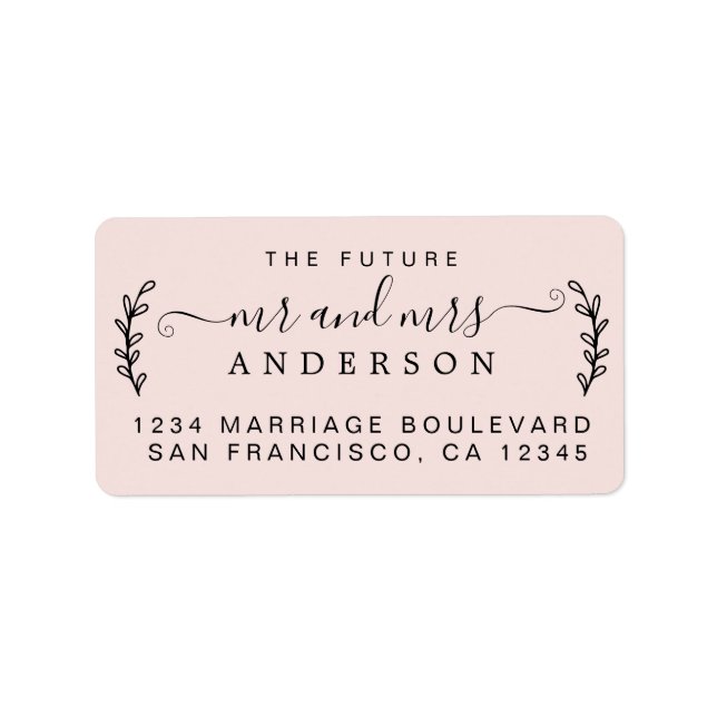 Simple Rustic Future Mr Mrs Wedding Return Address Label (Front)